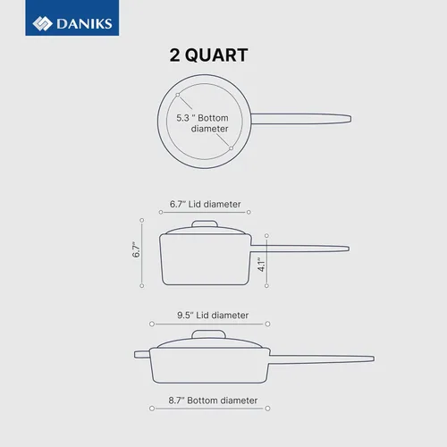Miniatura 4 de Daniks Oslo - Juego de utensilios de cocina de acero inoxidable de 10 piezas con tapas de vidrio, incluye cacerola y sartén con tapa, bases de tres