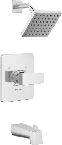 Delta Faucet Modern Kit de Molduras Cromado de Una Sola Manija para Bañera y Ducha, Grifo de Ducha con Cabezal de Ducha de Un Solo Rociador Cromo