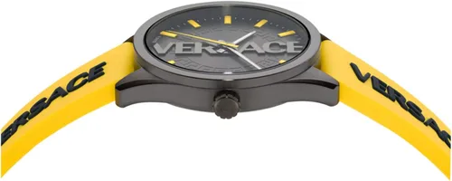 Miniatura 2 de Versace V-Vertical Collection Reloj de lujo para hombre con correa amarilla con una caja de metal IP y esfera gris, Gris, V-Vertical