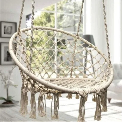 Miniatura 6 de Namaste - Silla colgante de macramé, silla hamaca tejida de algodón para interiores y exteriores, color beige, capacidad de 265 libras, incluye kit