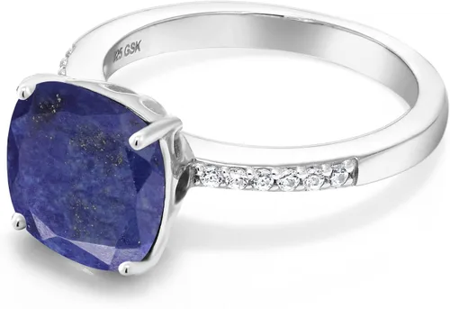 Miniatura 55 de Gem Stone King Anillo de compromiso de plata de ley 925 con piedra preciosa de corte cojín de 0.39 pulgadas Anillo de compromiso de aniversario