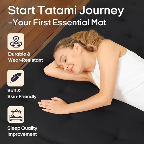 Miniatura 2 de Syrinx Colchón de Futón de Suelo Japonés Tamaño Individual 75"x39", Cama de Suelo Perezosa Plegable Engrosada para Adultos, Tumbona Enrollable