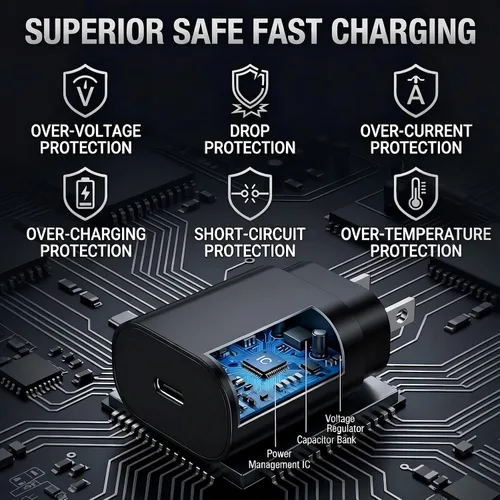 Miniatura 2 de Galaxy S25 S24 - Bloque de carga USB C de 25 W PD cargador súper rápido con cable tipo C, adaptador de enchufe de pared de 6 pies, carga rápida