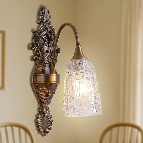 Miniatura 22 de Aplique de pared rústico de cristal, mini accesorio de luz de pared gótica vintage antigua, aplique de pared retro estilo granja de mediados
