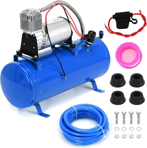 Miniatura 7 de PTNHZ Bomba de Tanque de Compresor de Aire DC 12V MAX 150PSI con Tanque de 3 Litros 0.8 Galones Para Tren, Camión, Barco, Camioneta, Autocaravana.