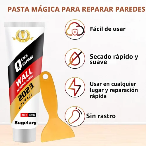 Miniatura 2 de Kit de reparación de parches de yeso con raspador, pasta de repetición de salpicaduras de pared, agente de reparación de pared, solución rápida y 1