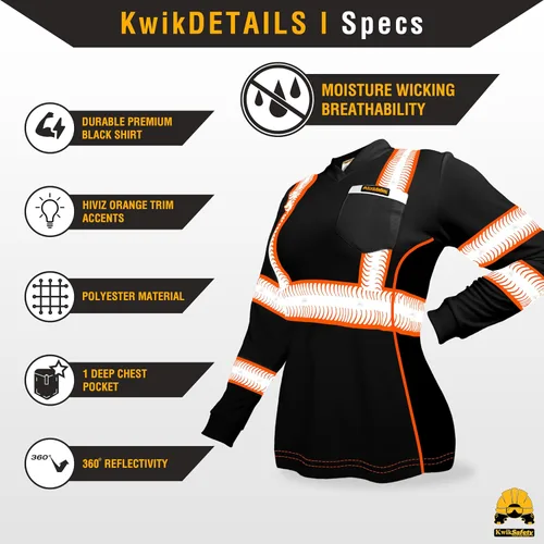 Miniatura 5 de KwikSafety - Charlotte, NC - Vixen Hi Vis Long Sleeve Safety Shirt for Women [Angel Hair Reflective Tape]