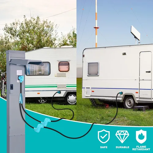 Miniatura 6 de CircleCord Cable adaptador en Y para caravana de 30 amperios a dos 30 amperios, enchufe macho NEMA TT-30P a hembra TT-30R con mango de agarre, STW