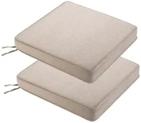 Cojines para sillas de exterior de 19 x 19 pulgadas, juego de 2 cojines de asiento resistentes al agua con lazos, cojines de exterior para muebles