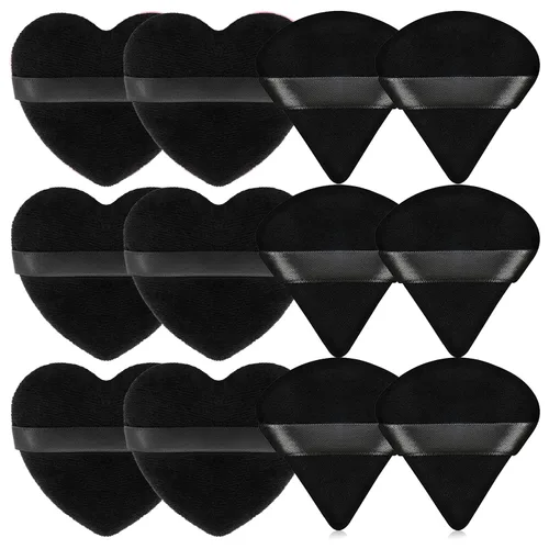 Miniatura 18 de 6 piezas de soplo de polvo para cara suave en forma de corazón para polvo suelto, polvo mineral, polvo corporal, terciopelo, base cosmética, 6