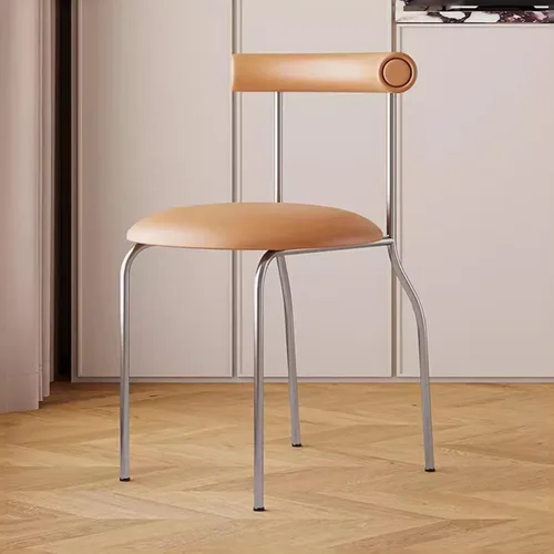 Miniatura 8 de LEIYTFE Silla de comedor minimalista moderna nórdica para recepción, cojín de cuero y respaldo, silla de lectura para sala de estudio y balcón Negro