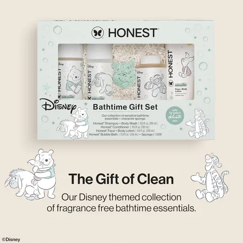 Miniatura 2 de The Honest Company Set de regalo para el baño sin fragancia, diseño Disney, hipoalergénico, artículos esenciales de baño para pieles sensibles