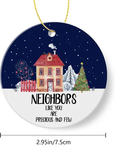 Miniatura 4 de Regalos para vecinos, adornos de Navidad 2025 - Neighbors Like You are Precious and Few Keepsake Holiday Present Christmas Tree Decor Ornament Flat