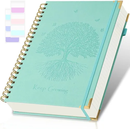 Miniatura 11 de Cuaderno de espiral, cuaderno con renglones universitarios, A5, diarios de cuero de 300 páginas para escribir, cuadernos de tapa dura de 5.7" x 8.5
