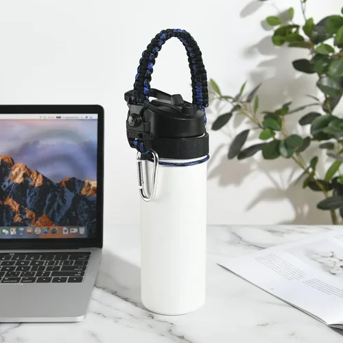 Miniatura 5 de Paracord Handle for Hydro Flask Water Bottles Standard/Wide Mouth, Strap Holder with Safety Rubber Ring & Carabiner, Easy to Carry and Durable Azul