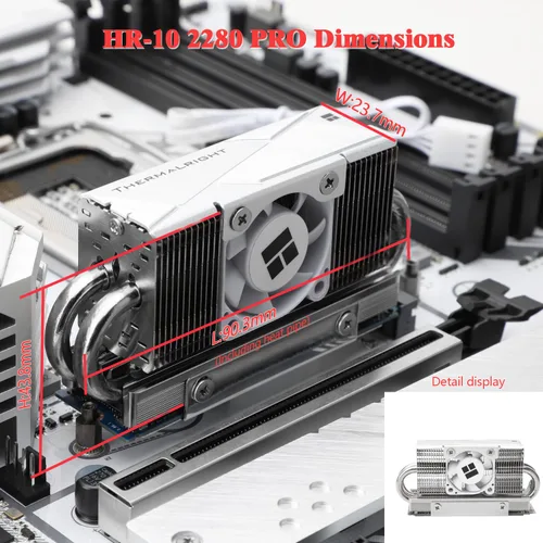 Miniatura 6 de Thermalright Enfriador SSD HR10 2280, refrigeración del disipador de calor SSD 2280, disipador de calor de doble cara, 2 tubos de calor de cobre