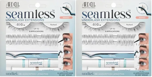 Miniatura 25 de Kit de Recarga de Extensiones de Pestañas Sin Costuras Ardell, Wispies - 32 Longitudes de Racimo Surtidas, Racimos de Pestañas DIY Personalizables