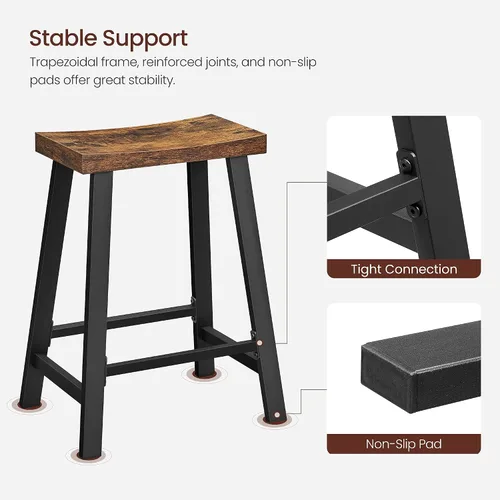 Miniatura 9 de VASAGLE Juego de 2 taburetes de bar, taburetes de altura de mostrador, sillas de bar con reposapiés, taburetes de desayuno de cocina de 23.6