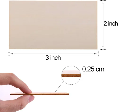 Miniatura 2 de Ruisita 100 piezas de 2 x 3 pulgadas, piezas de madera sin terminar, rectangulares en blanco, esquinas afiladas, hojas de madera para proyectos
