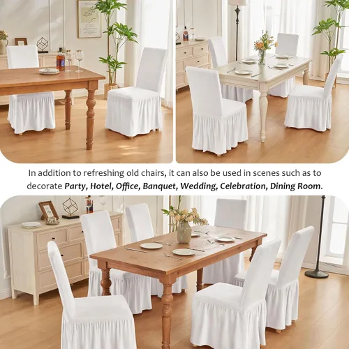 Miniatura 5 de NICEEC Fundas de silla de elastano para sillas de comedor, juego de 6 fundas de sillas de comedor extraíbles con falda, fundas de silla de comedor