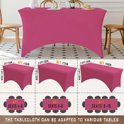 Miniatura 25 de Famstar Paño de Mesa Negro de 4 Pies de Elastano, Paño de Mesa Ajustado para Mesas Rectangulares, Fundas Elásticas Lavables Sin Arrugas