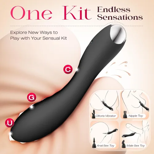 Miniatura 2 de MOOLIGIRL Dildo Vibrator Kits, Women Sex Toys Adult Toy with 4 Replacement Silicone Heads, 20 Modes Waterproof IPX6 G Spot Vibrators for Clitoral