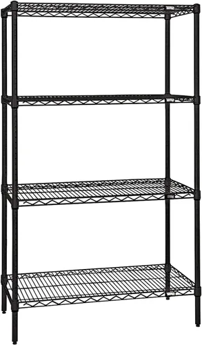 Miniatura 32 de Kit de inicio de 4 estantes de alambre negro 74 pulgadas