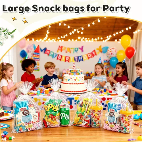Miniatura 4 de PigPotParty Bolsas de celofán de 10 x 14 pulgadas, paquete de 100 bolsas de regalo de plástico transparente con fuelle inferior para exhibición