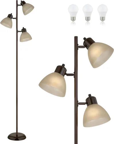 Moderna lámpara de pie de árbol para sala de estar, dormitorio, lámparas de pie de poste alto con 3 cabezales giratorios ajustables para oficina,