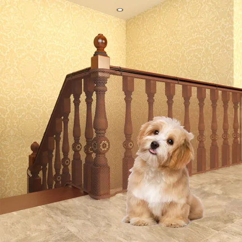 Red marrón para mascotas – Red de escalera para balcón y patios, 10 pies x 2.6 pies de grosor, adecuada para perros, gatos, niños y bebés