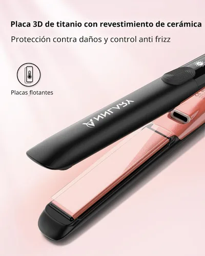 Miniatura 4 de Annlary - Plancha de pelo de 1 pulgada y rizador 2 en 1 de titanio y cerámica iónica con voltaje dual, con silicona resistente al calor, para menos