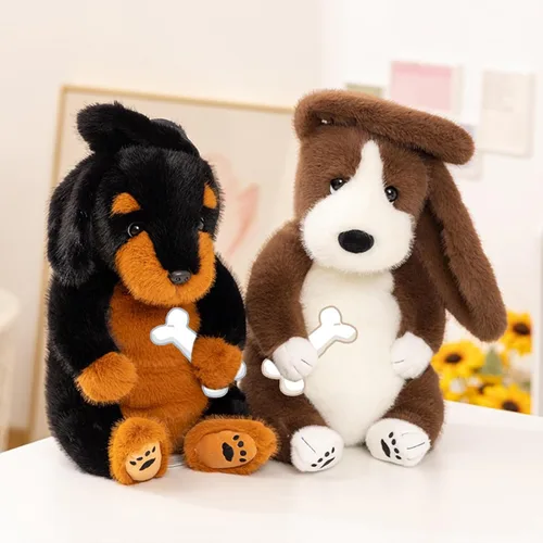 Miniatura 7 de PEACH CAT Basset Hound - Animal de peluche de perro de 14 pulgadas, lindos peluches de peluche suave, regalos para niños, marrón