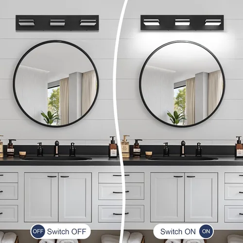 Miniatura 6 de Accesorios de iluminación de tocador de baño sobre espejo (3 luces, 5CCT, regulable) modernos accesorios de iluminación LED de pared de baño, negro