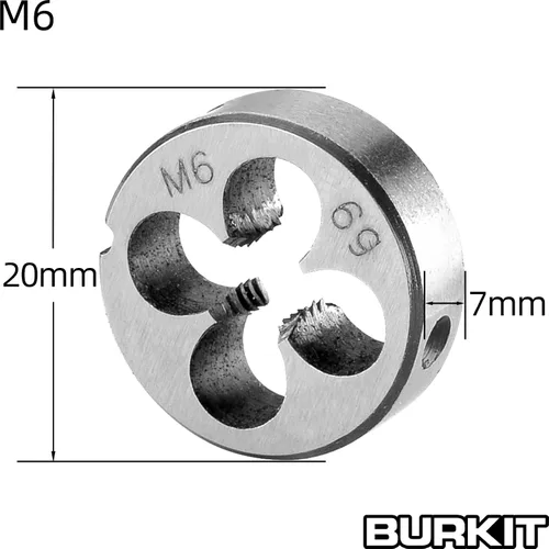Miniatura 3 de Burkit M6 X 1 Juego de grifo y troquel, M6 x 1.0 Macho de rosca de máquina y troquel redondo mano derecha