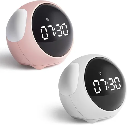 Miniatura 9 de YUANZ Reloj despertador para niños, luz nocturna de brillo ajustable, activada por voz, despertador, juguete y regalo para niños pequeños, niños