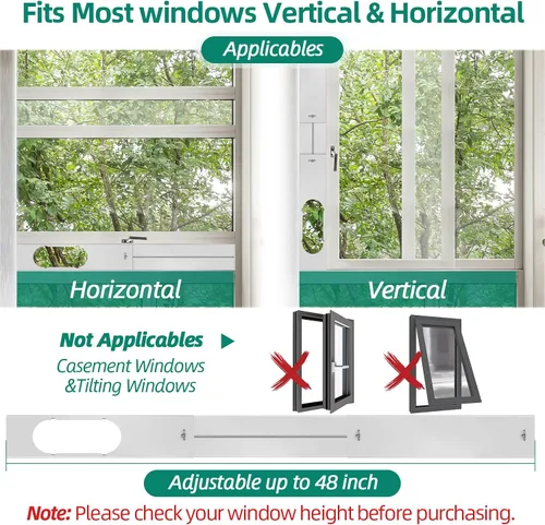 Miniatura 6 de Kit de ventana de aire acondicionado portátil, kit de ventilación de CA universal ajustable con manguera de escape de 5.9 pulgadas para ventanas