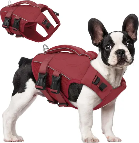 Miniatura 19 de ASENKU Chaleco salvavidas para perros, chaleco de natación para perros de alta flotación con asas de rescate para perros pequeños, medianos