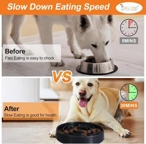 Miniatura 3 de JASGOOD, cuencos de alimentación lenta para perros grandes, antiasfixia, comedero más lento, tazón de rompecabezas para mascotas de alimentación
