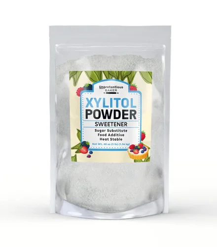 Unpretentious Edulcorante de xilitol, 3 libras, sustituto del azúcar, opción baja en calorías, estable al calor, polvo, transparente, bolsa