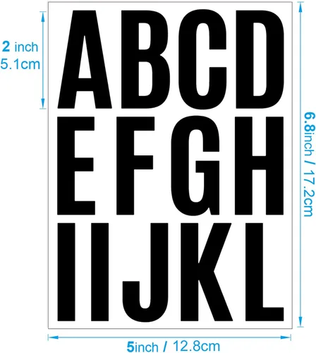 Miniatura 2 de 24 hojas de letras autoadhesivas de 2 pulgadas, letras de vinilo, letras mayúsculas, letras del alfabeto, letras adhesivas para exteriores, Negro