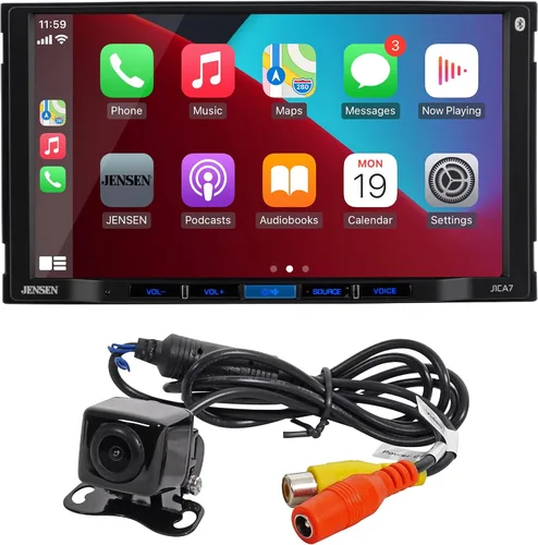 JENSEN J1CA7-BUC Apple CarPlay Android Auto certificado de 7 pulgadas | Radio estéreo de coche con pantalla táctil doble DIN | Llamadas manos libres