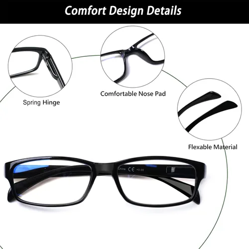 Miniatura 4 de JOSCHOO Gafas de lectura para computadora para mujeres y hombres, paquete de 6 lectores de bisagra de resorte con bloqueo de luz azul Mezcla