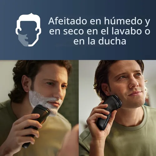 Miniatura 8 de Philips Norelco Shaver 3900 Series, afeitadora eléctrica húmeda y seca, P-Cap, estuche de viaje, soporte de carga, azul tormenta, modelo S3341/92