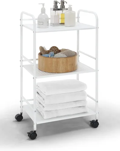 Miniatura 9 de SunnyPoint Carrito utilitario con ruedas de 3 niveles, organizador de almacenamiento de metal con ruedas, carrito de cocina móvil, organizador