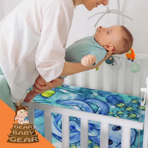 Miniatura 5 de Dear Baby Gear - Manta de bebé oceánico - Manta de doble capa con tema oceánico - Peluche suave para niñas y niños - Adorable pulpo con diseño