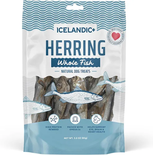 Miniatura 8 de Icelandic+ Arenque de pescado entero, bolsa de 9 onzas, golosinas para perros, puro capturado en la naturaleza y secado al aire, aperitivo de un