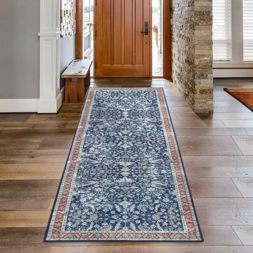 COZYLOOM Alfombra vintage de 2 x 6 pies, estilo oriental con estampado floral, envejecida, estética, bohemia, de felpilla, para entrada, pasillo,