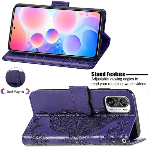 Miniatura 4 de Compatible con Xiaomi Redmi Note 10 Pro Funda con purpurina con tarjetero y soporte de cuero Flip Wallet Diamond Butterfly Funda protectora a prueba