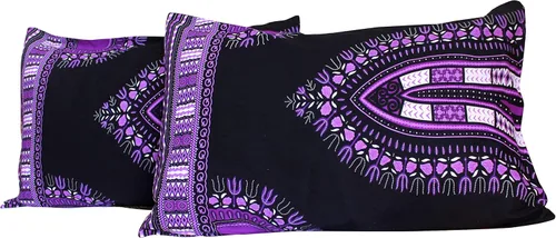 Miniatura 7 de RaanPahMuang Fundas de almohada en African Dashiki Art 100% algodón tejido Batik estampados, juego de 2 fundas, negro amarillo