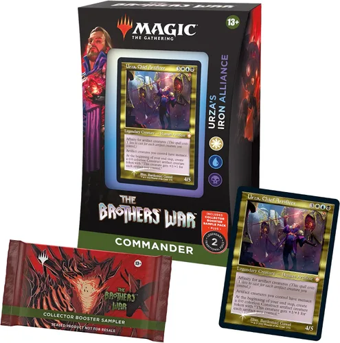 Miniatura 8 de Magic: The Gathering The Brothers' War Retro-Frame Commander Deck – Bandera bruñida de Mishra (azul-negro-rojo) + paquete de muestra de refuerzo